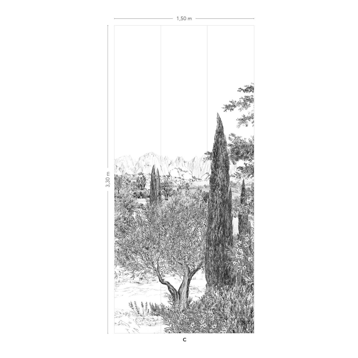 Wandbild Provence - Grisaille Panel C