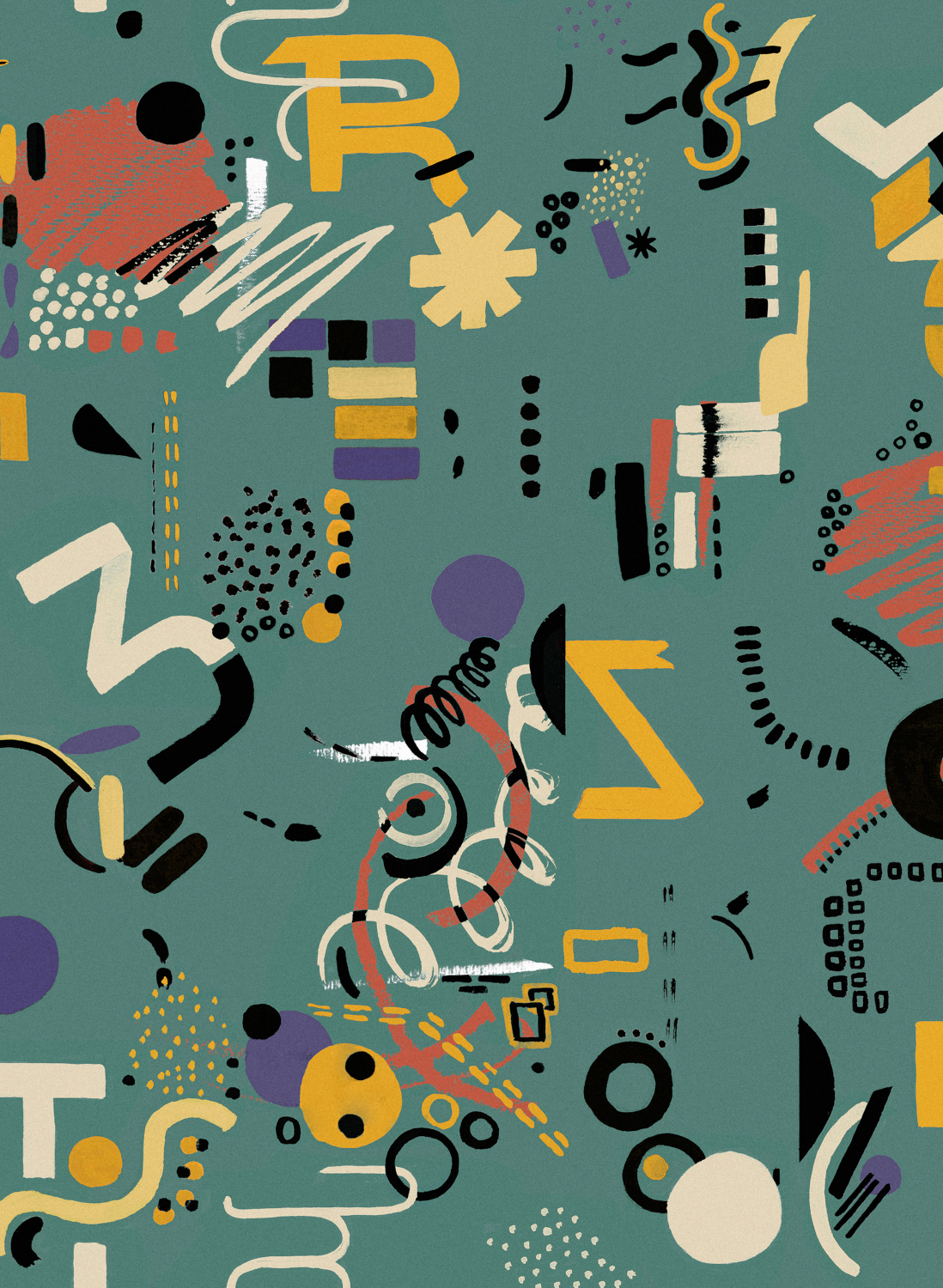 Tapete Funny Shapes - turquoise
