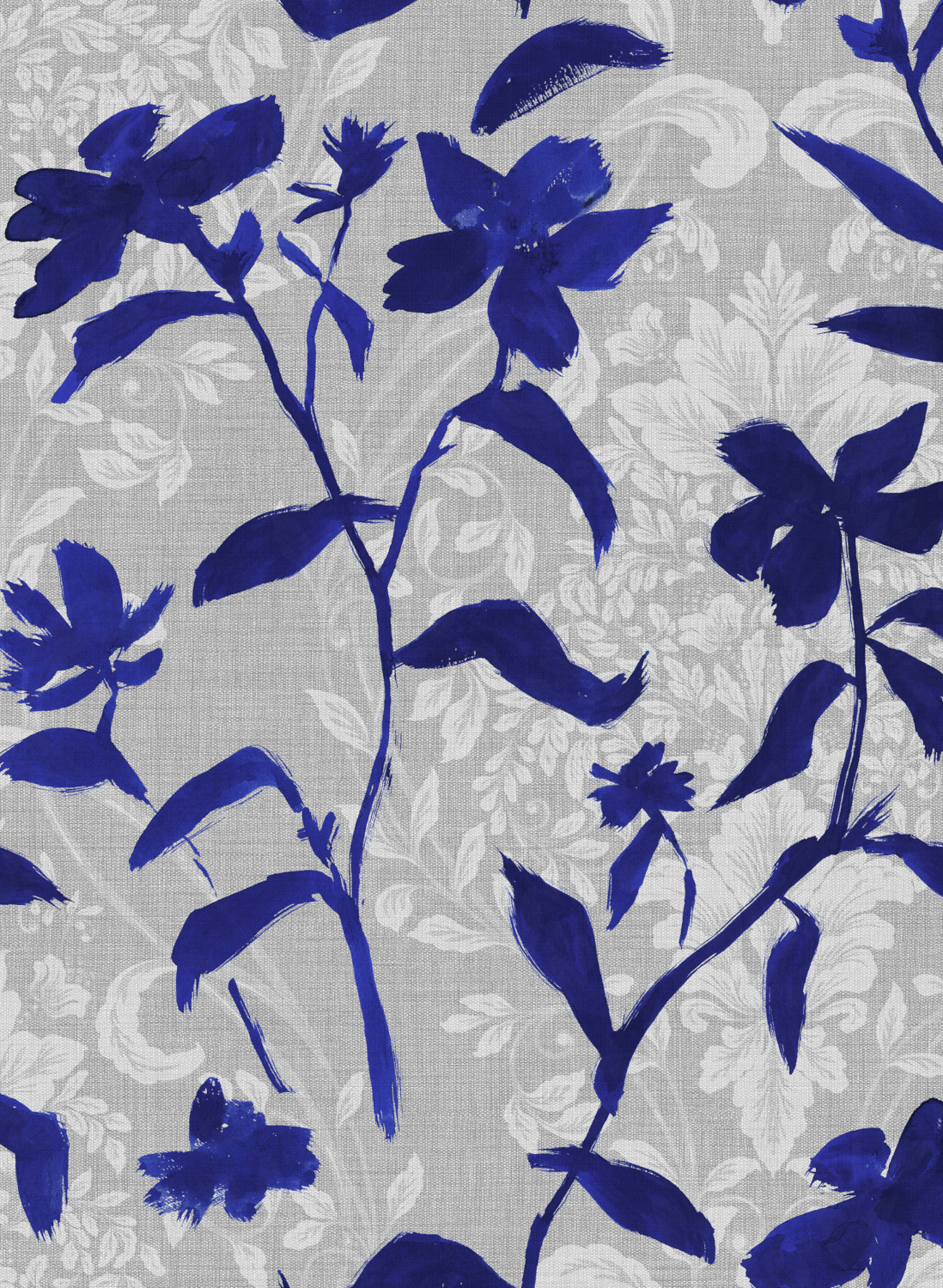 Tapete Blooming Damask - Blue
