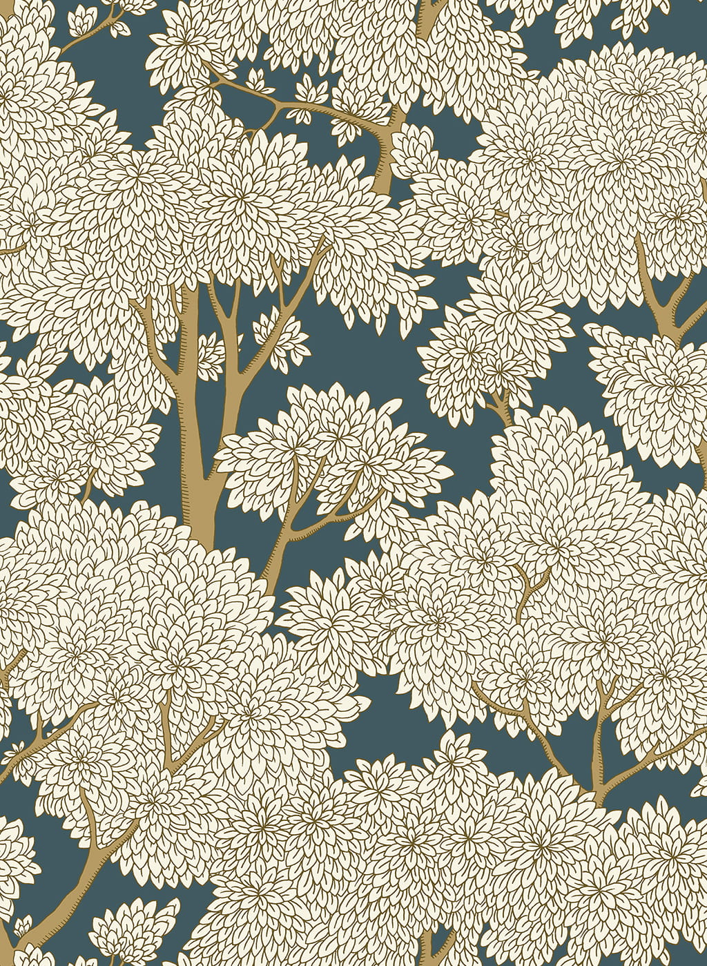 Tapete Stockend Woods - Navy/ Ochre