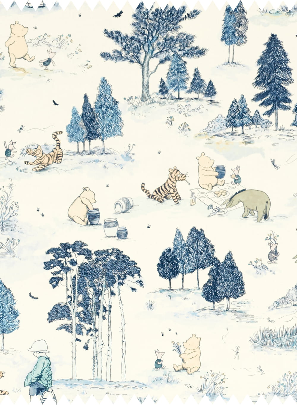 Stoff Winnie the Pooh - Bonbon Blue