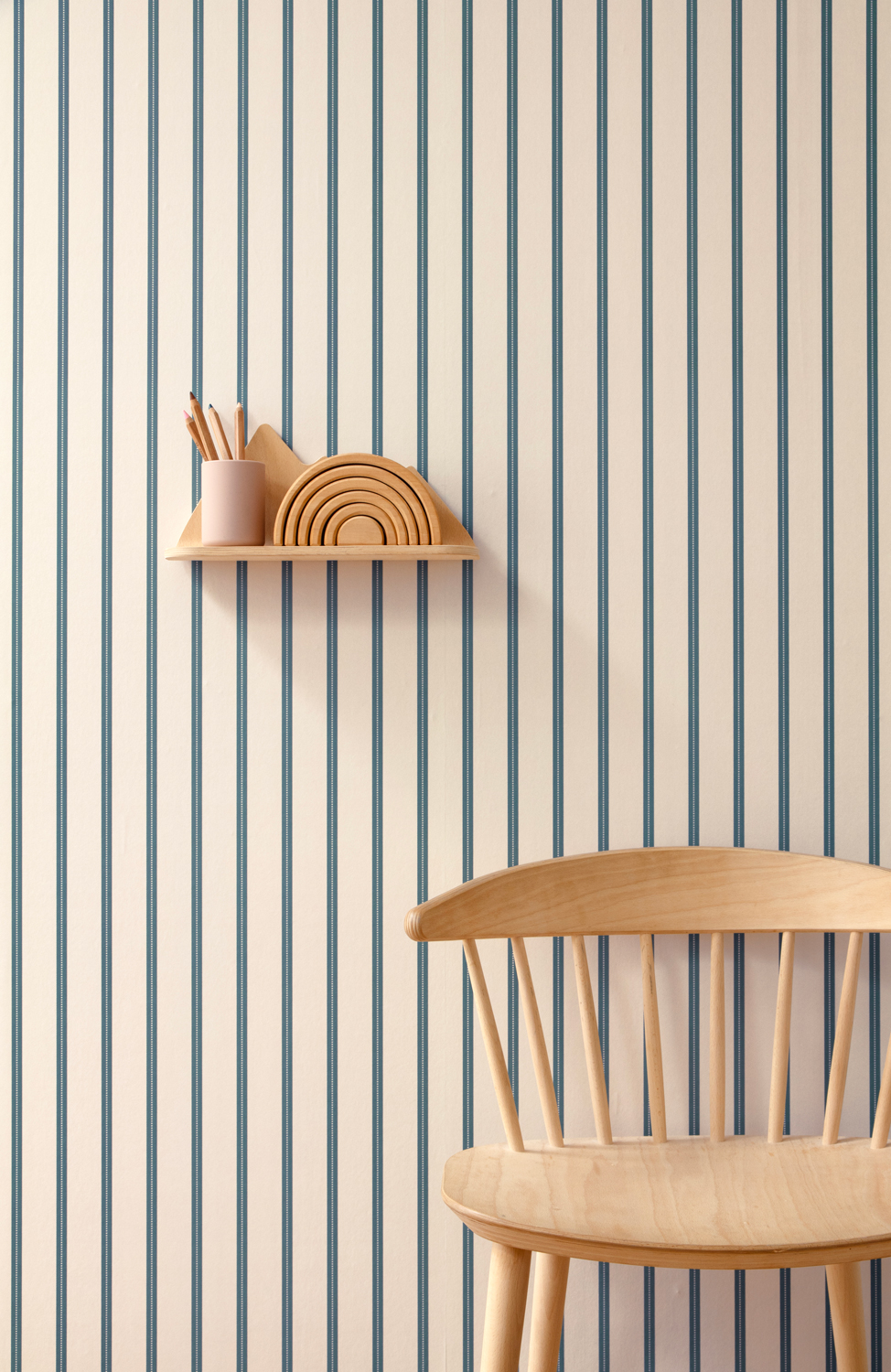 Tapete Ribbon / Lintjes - Denim on Cream / Denim op Crème