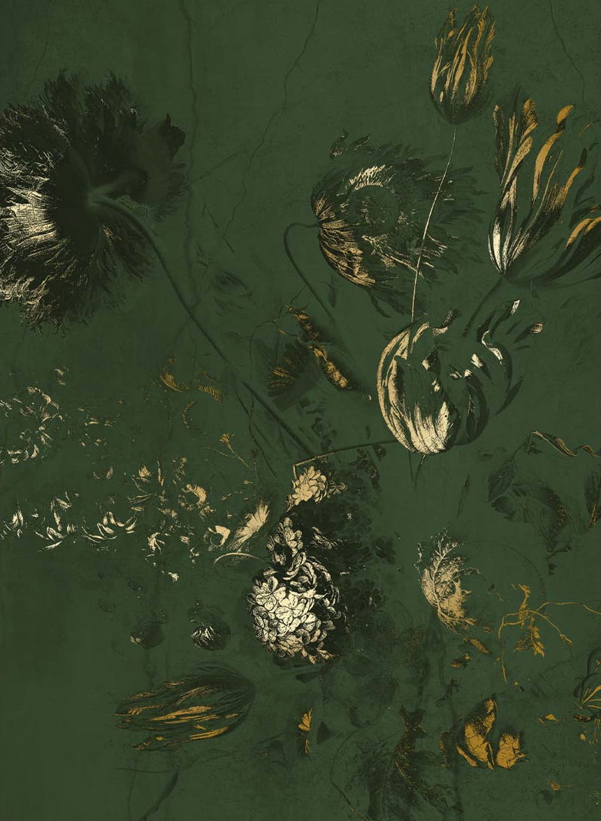 Wandbild Fresco Flowers Uyterlinde - Green 195 cm