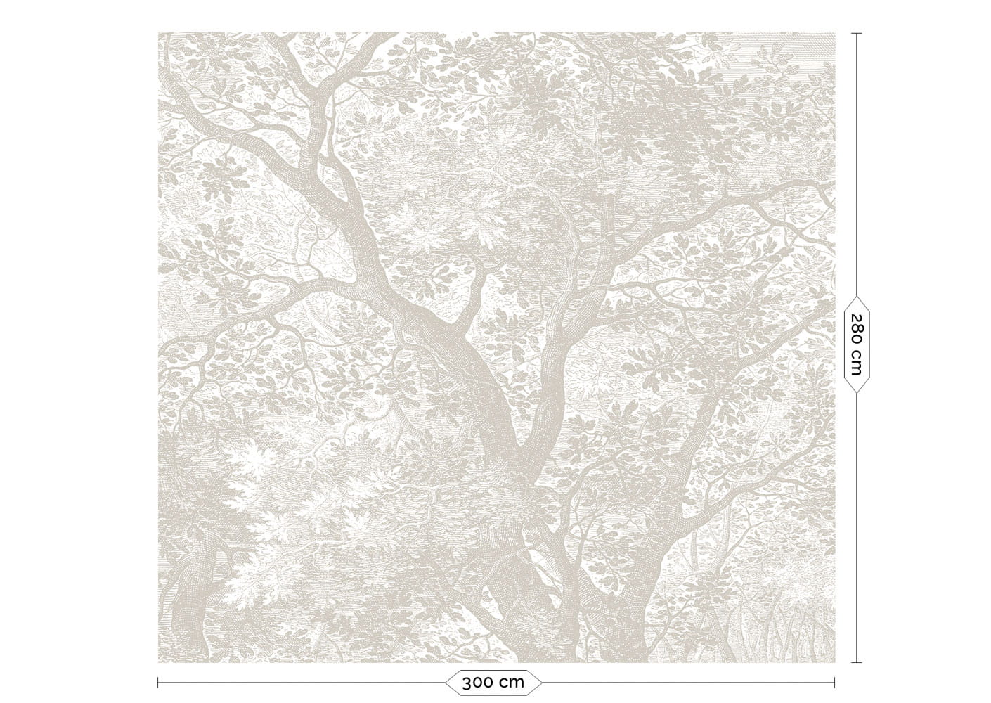 Wandbild Engraved Landscapes Grey 1 - L - 3m