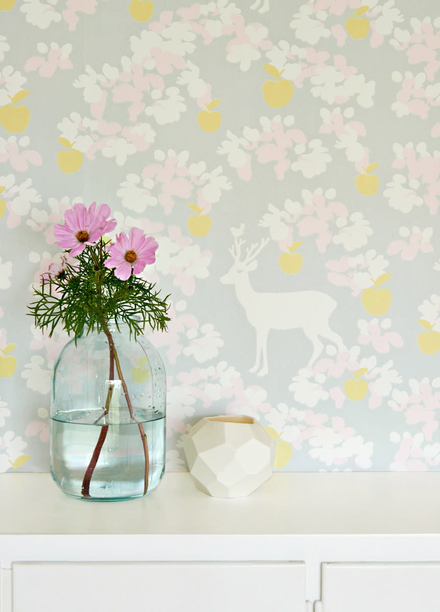 Tapete Apple Garden - Soft Grey/ Yellow/ Pink/ Cream White