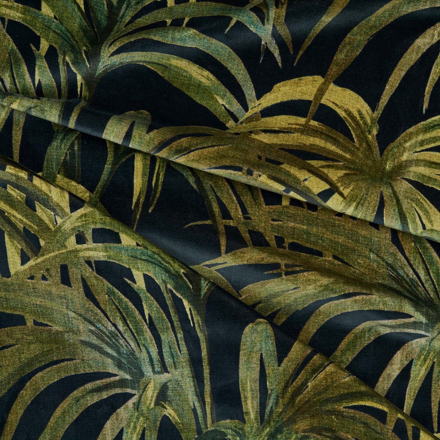 Stoff Palmeral - Velvet - Midnight and Green