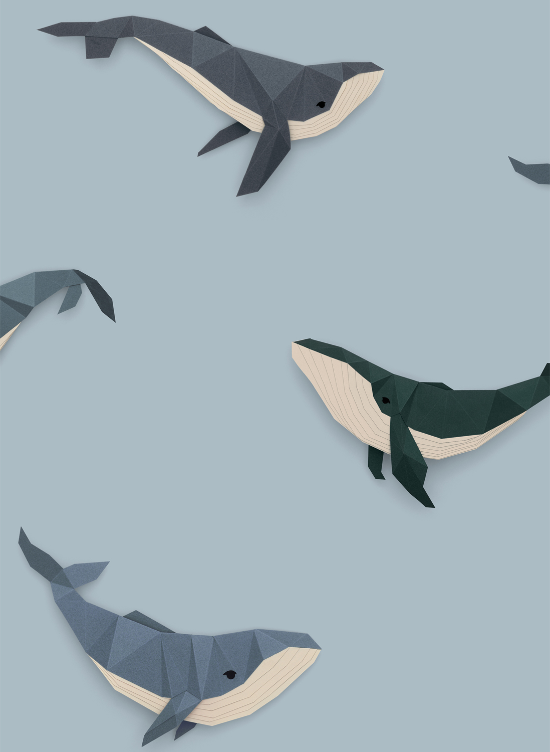 Tapete Whale / Walvis - Light Blue / Lichtblauw
