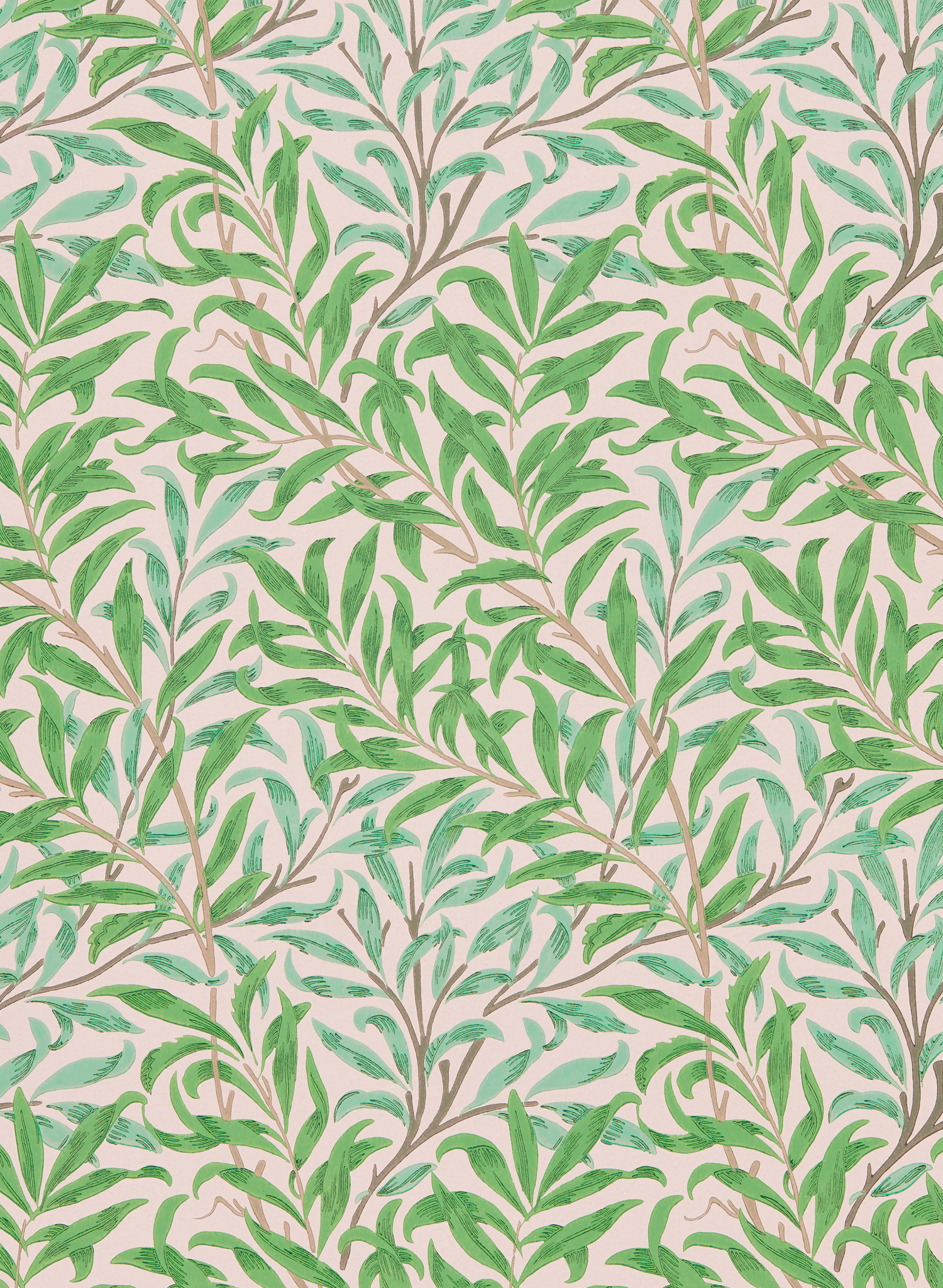 Tapete Willow Bough - Pink/ Leaf Green