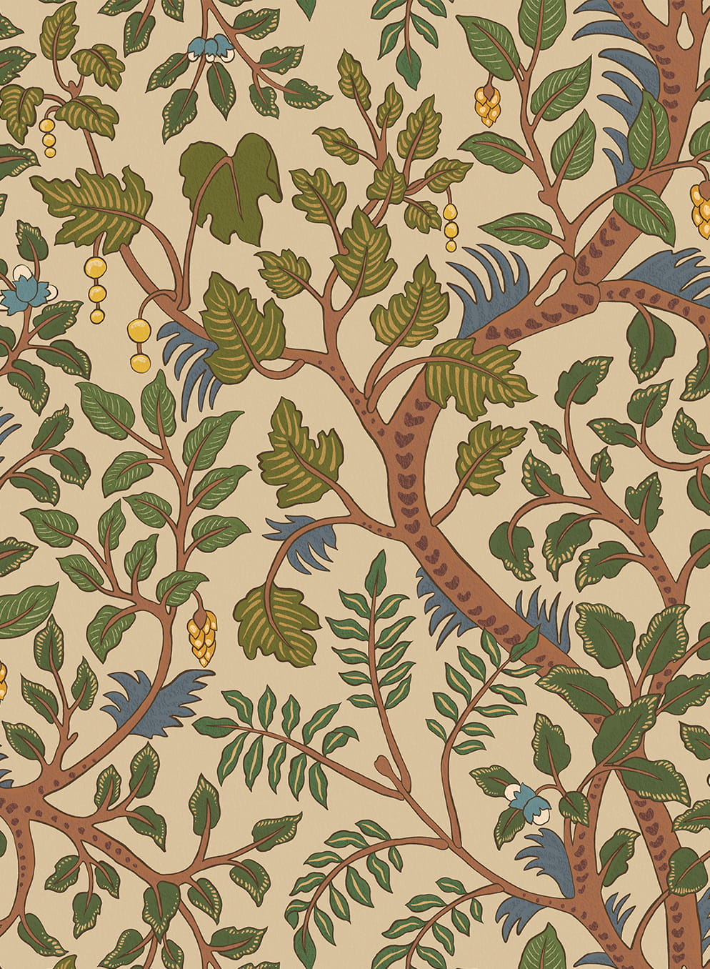 Papier peint Brushwood - Green and Red