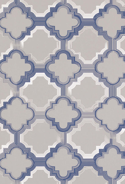 Tapete Quatrefoil - Sapphire/ Metallic Gilver/ Matt Silver