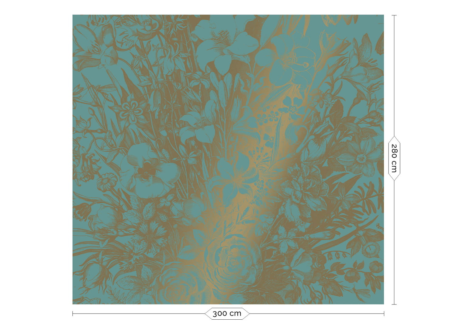 Wandbild Engraved Flowers Gold 9 - L