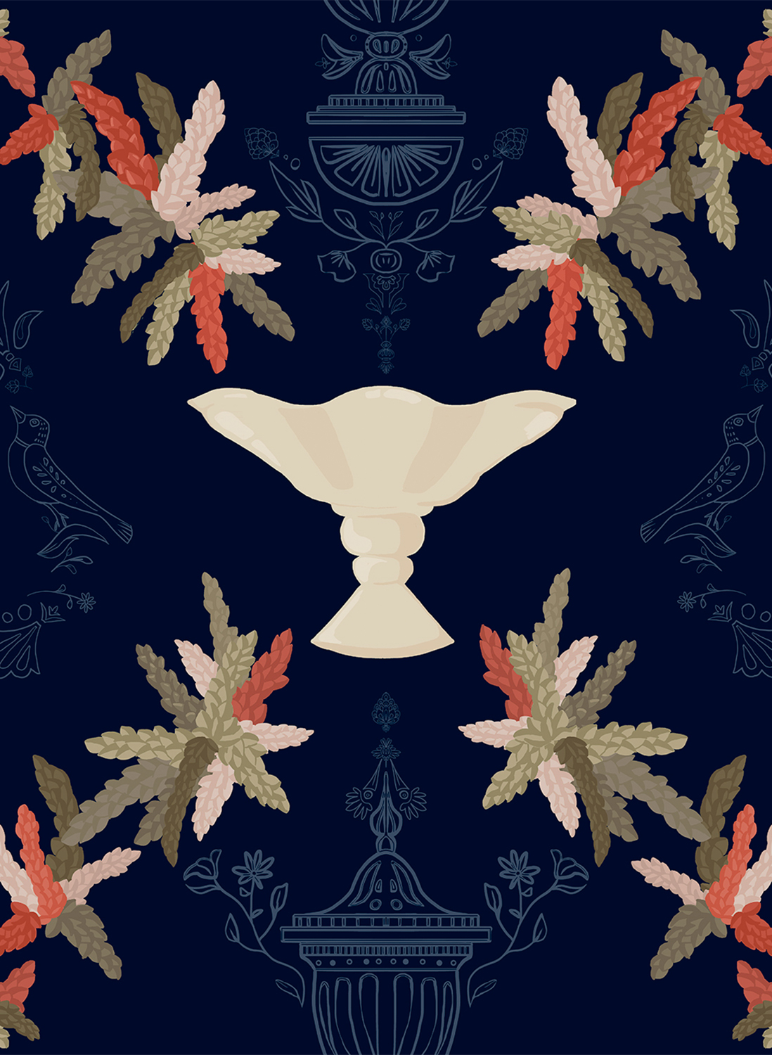 Tapete Neo-Rococo - Navy
