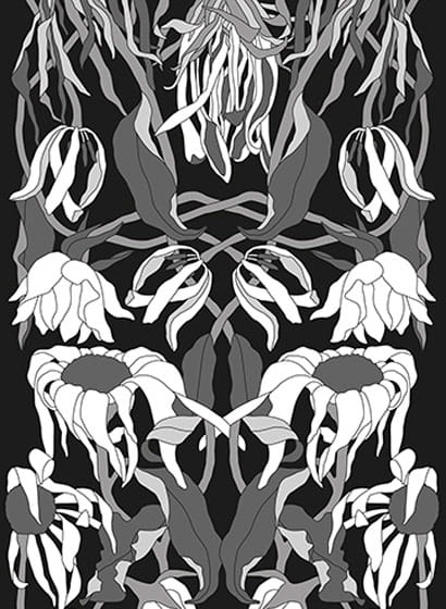 Tapete JOB-06 Withered Flowers Black - JOB-06
