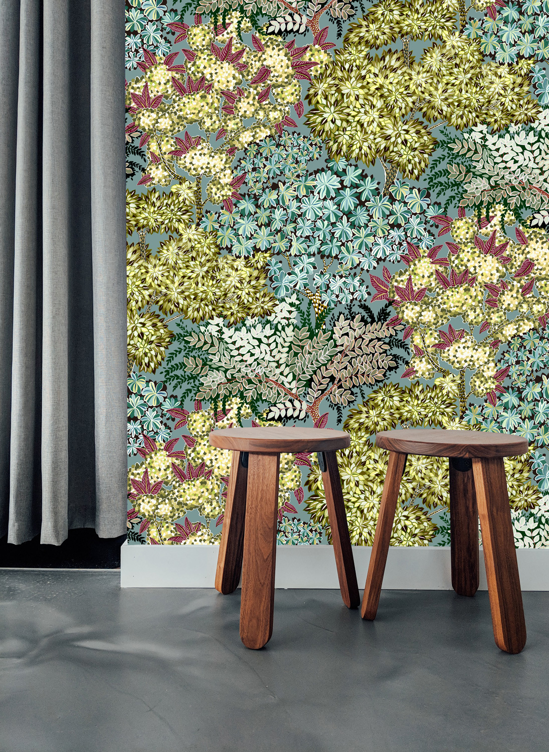 Tapete Broccoli Canopy - Celadon/ Olive/ Deep Red