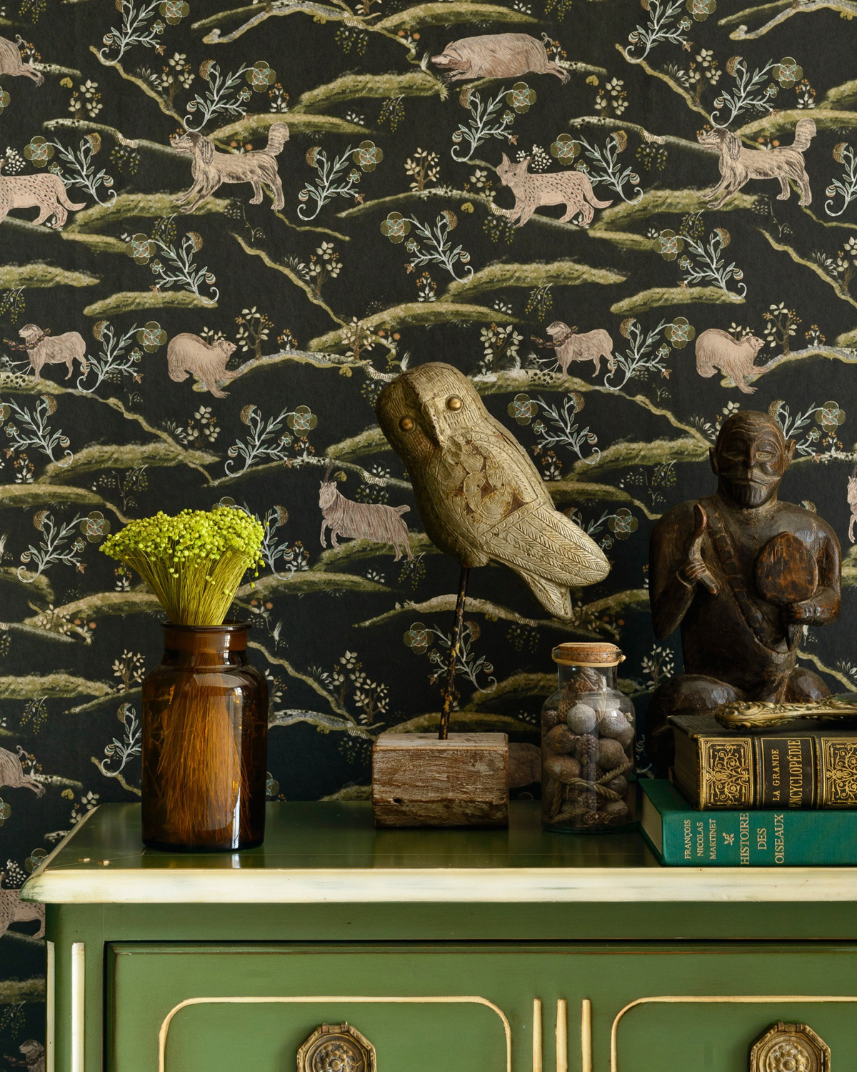 Tapete Countryside - Black/ Green/ Taupe