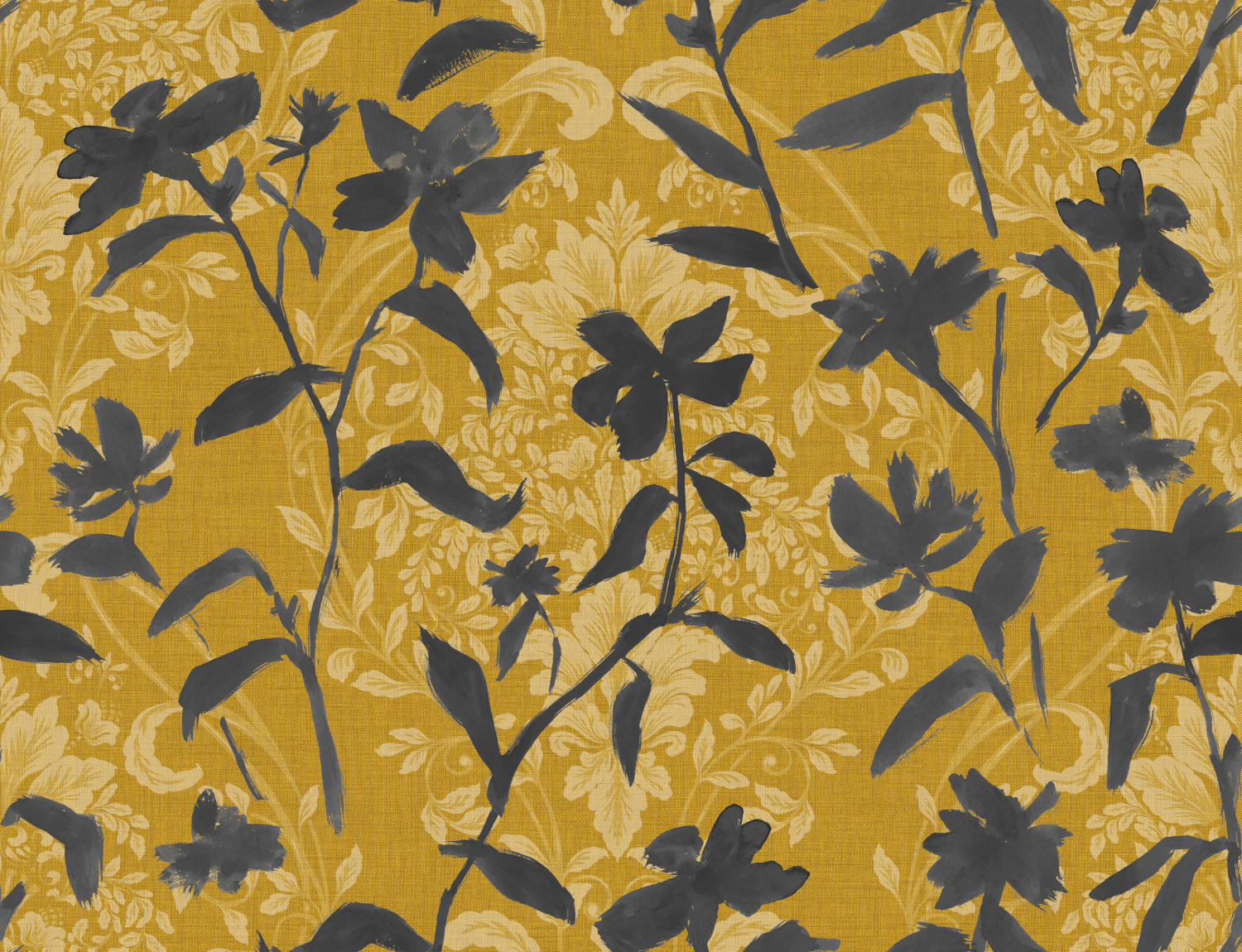 Tapete Blooming Damask - Grey