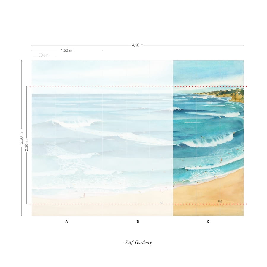 Wandbild Surf Guethary - Panel 7/8/9