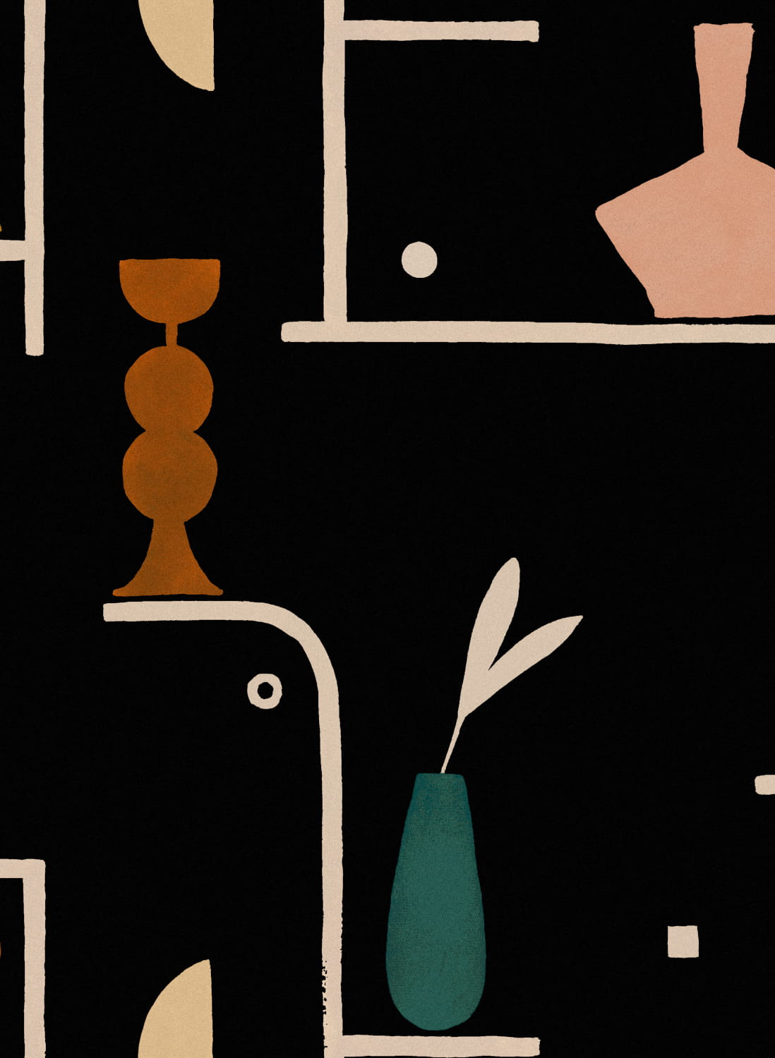 Tapete Archaeological Forms - Black