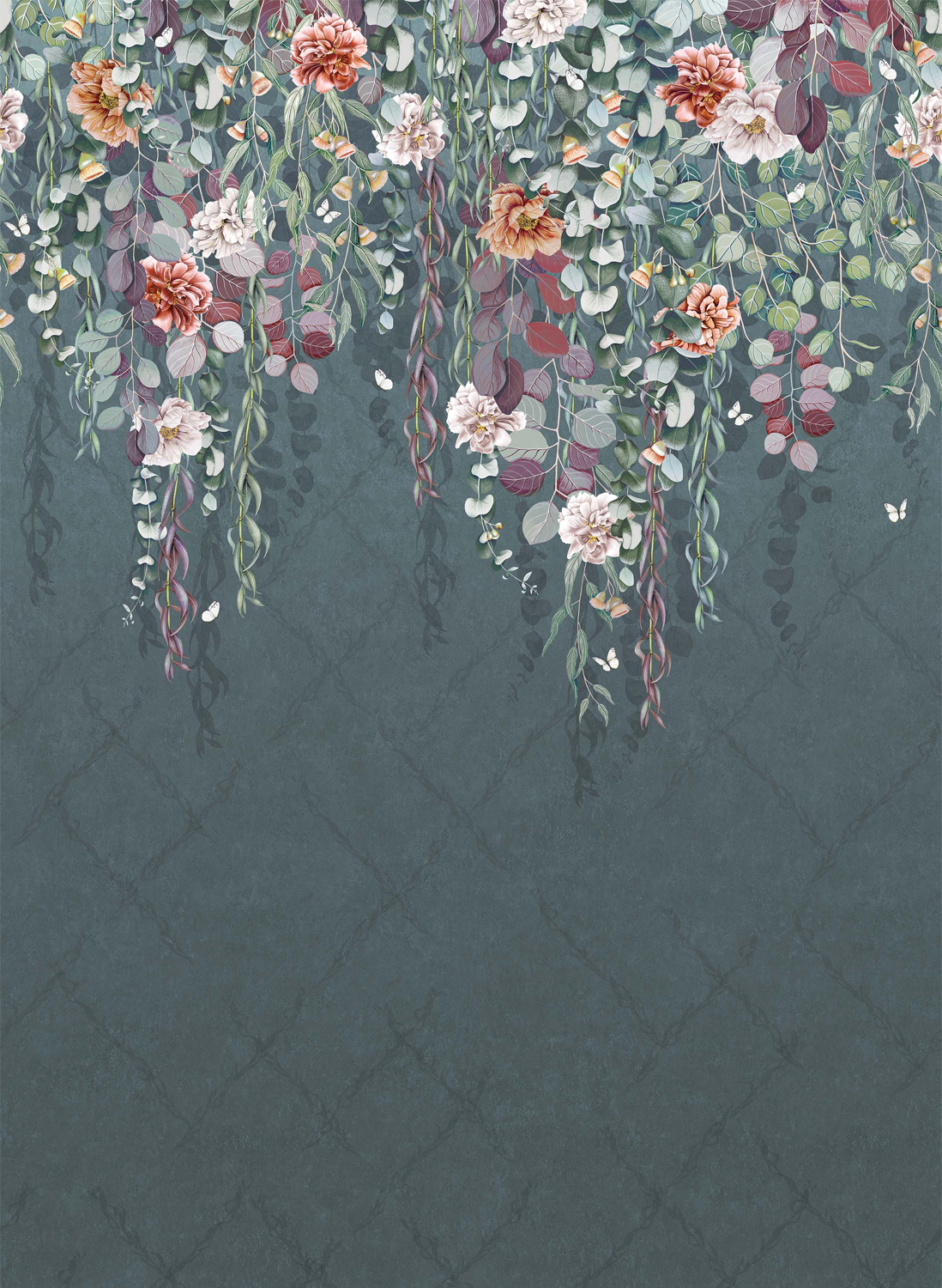Wandbild Eucalyptus - Prussian/ Scarlet