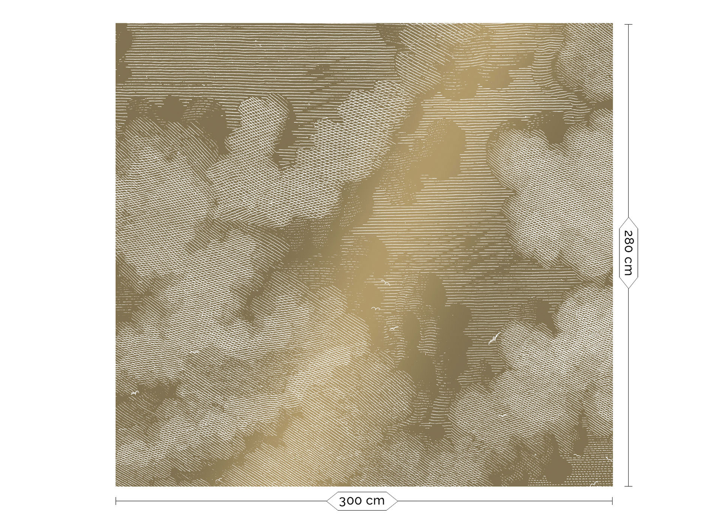 Wandbild Engraved Clouds Gold 2 - L
