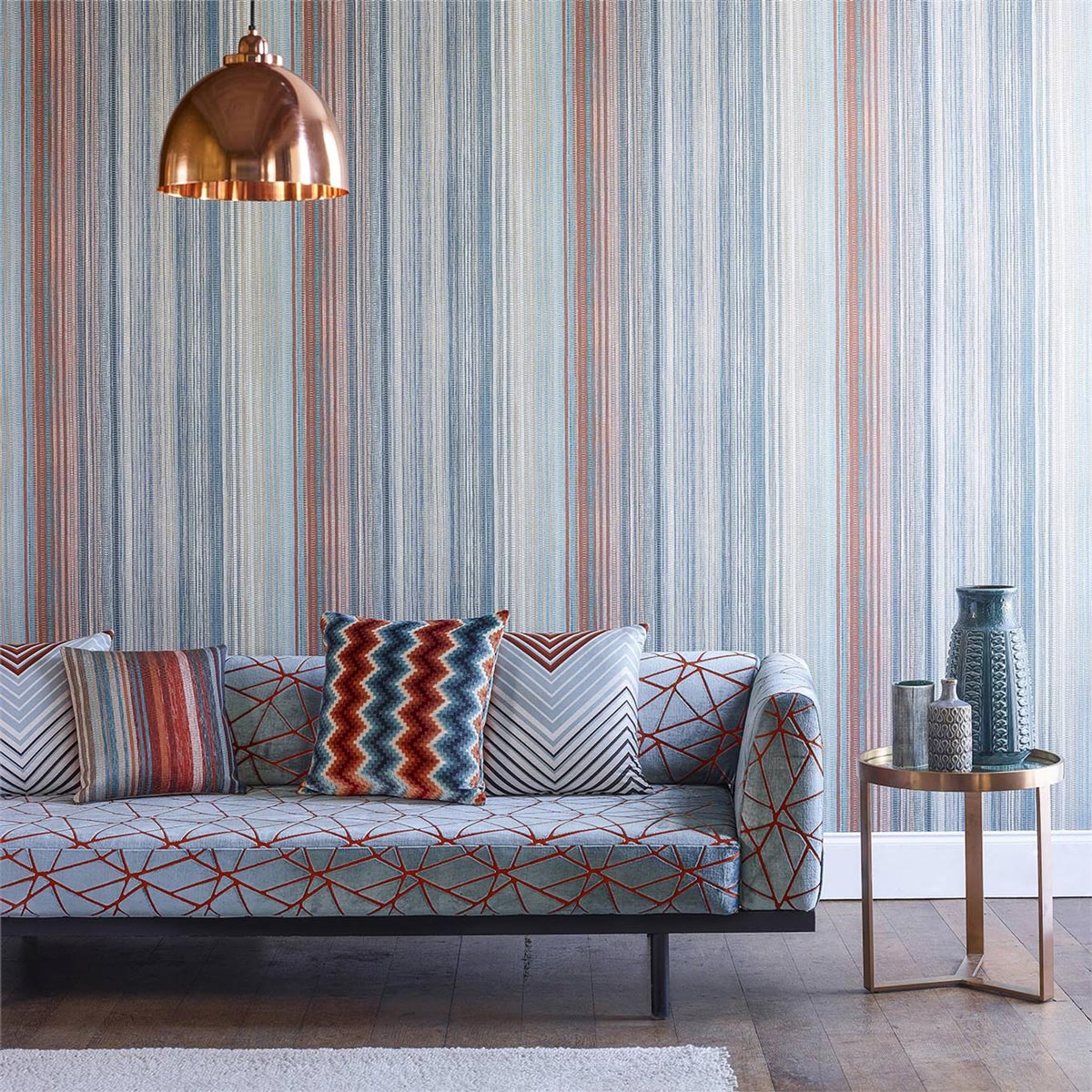 Tapete Spectro Stripe - Teal/ Sedona/ Rust