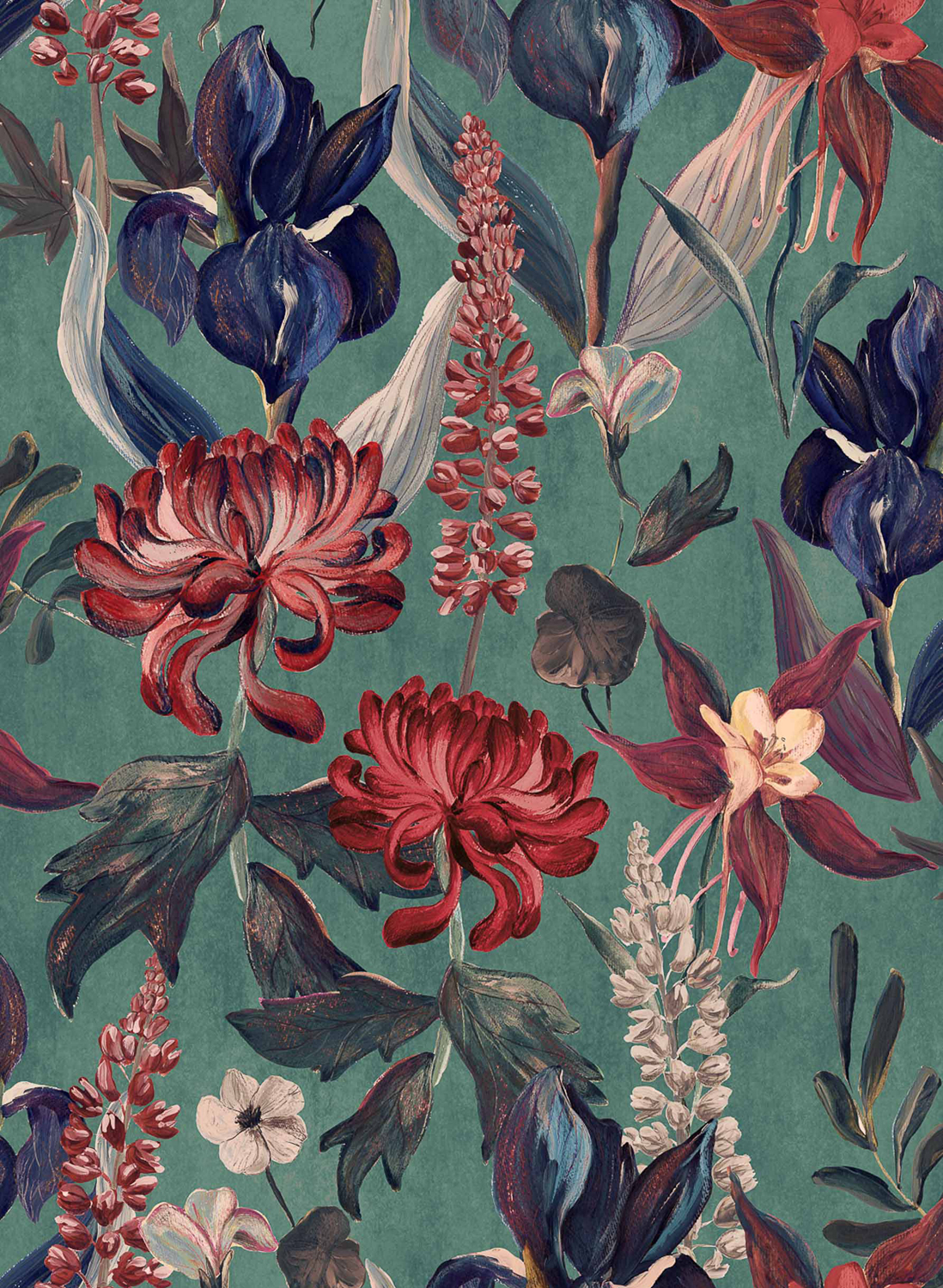 Tapete Jardin Rojo - Menta