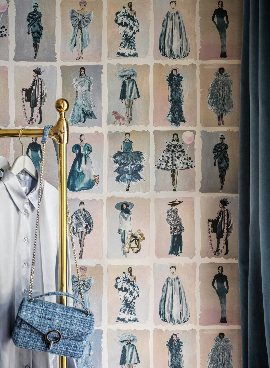 Tapete Couture Carousel - China Blue