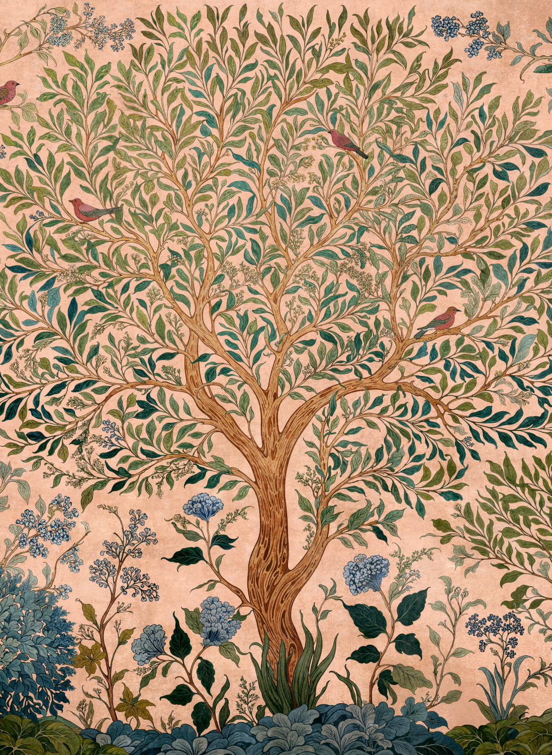 Wandbild Varanasi Tree - Peach