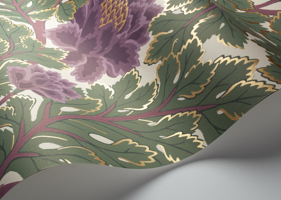 Tapete Aurora - Mulberry & Sage on Parchment