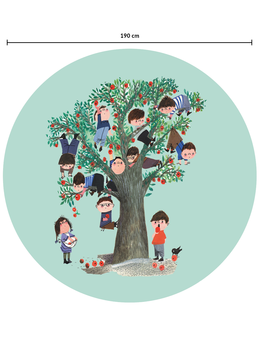 Wandbild Apple Tree Circle - Multicolor - Ø 1,9m