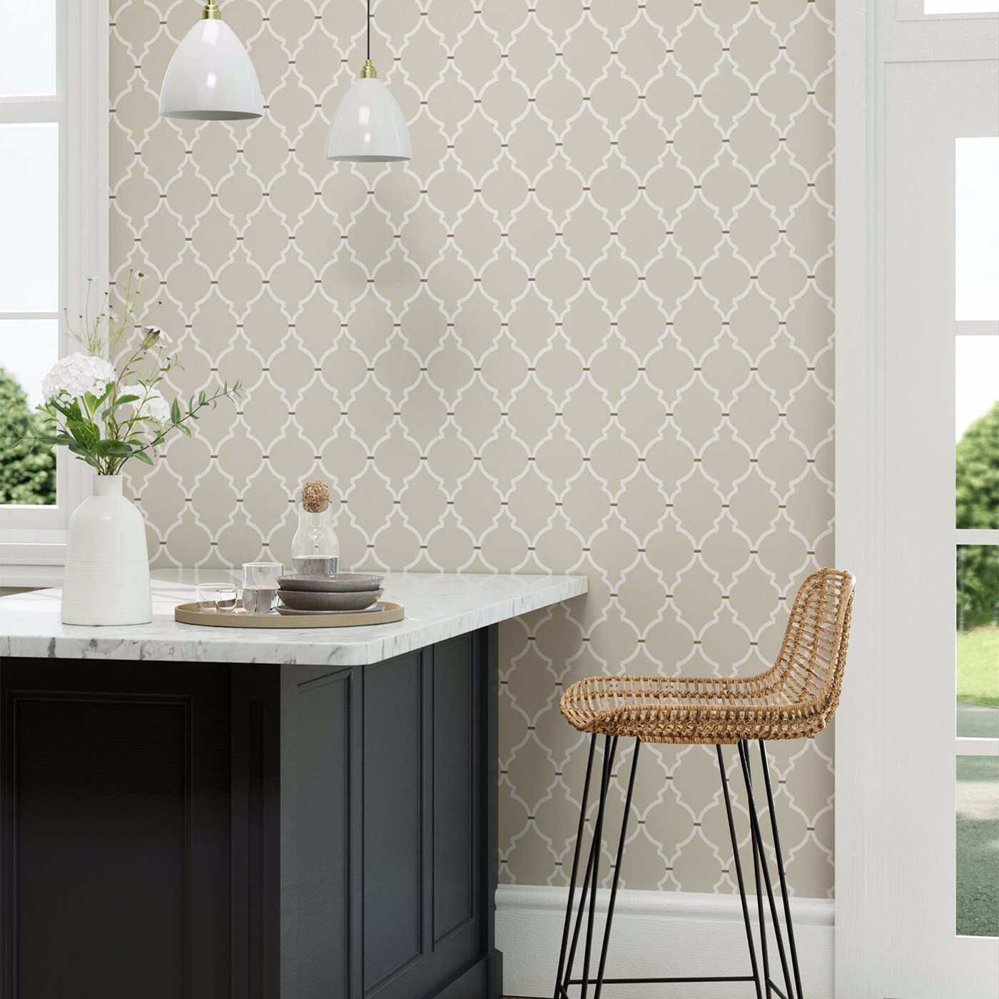 Tapete Empire Trellis - Linen/ Cream