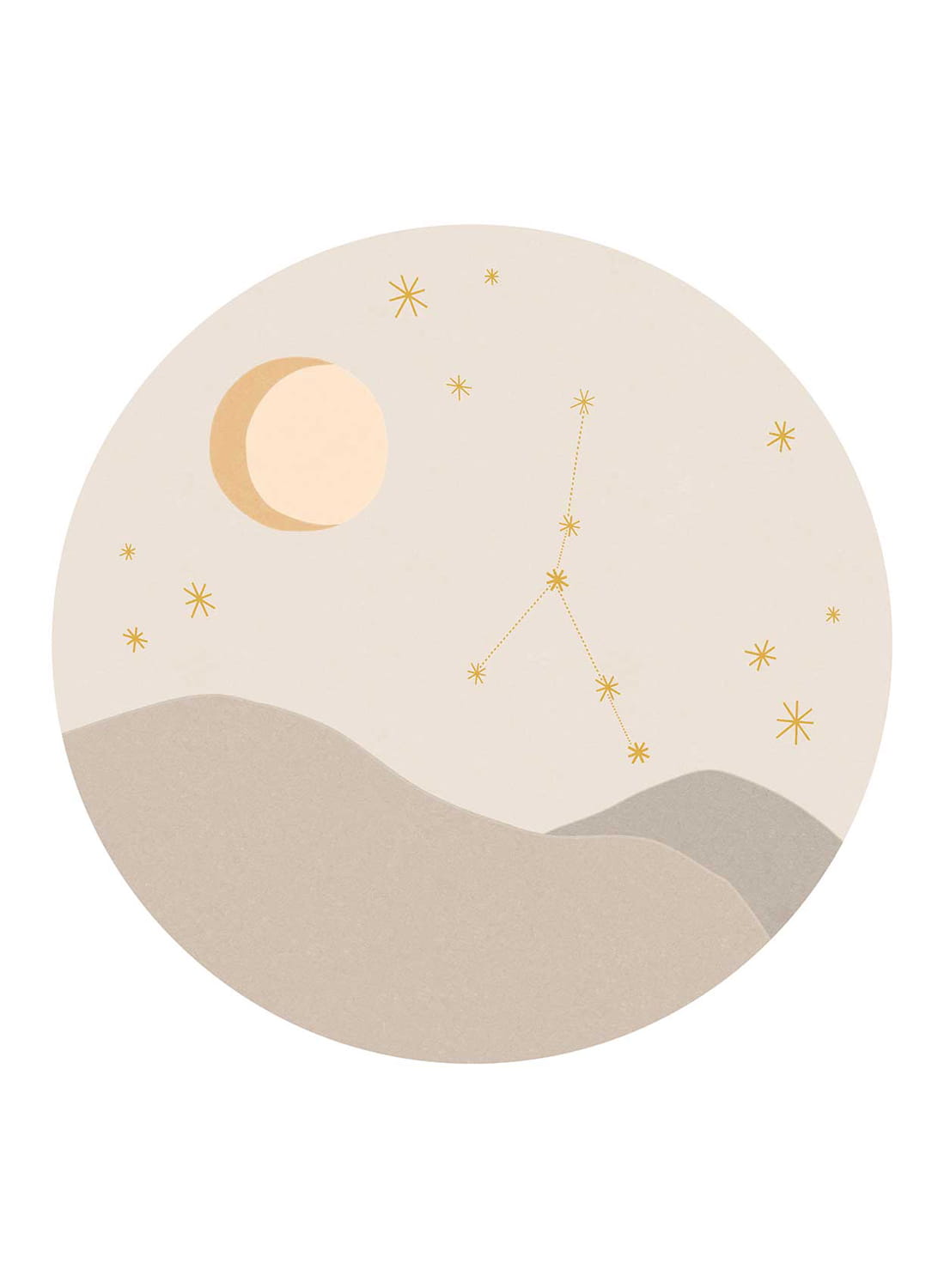 Wandbild Star Sign Circles Beige - Cancer