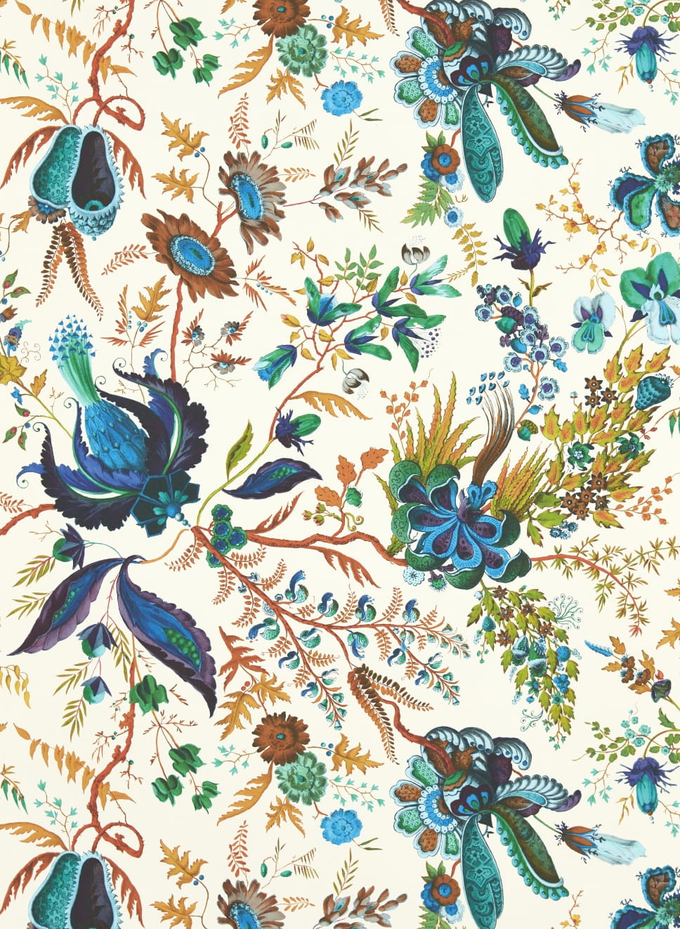 Tapete Wonderland Floral - Lapis/ Emerald/ Carnelian