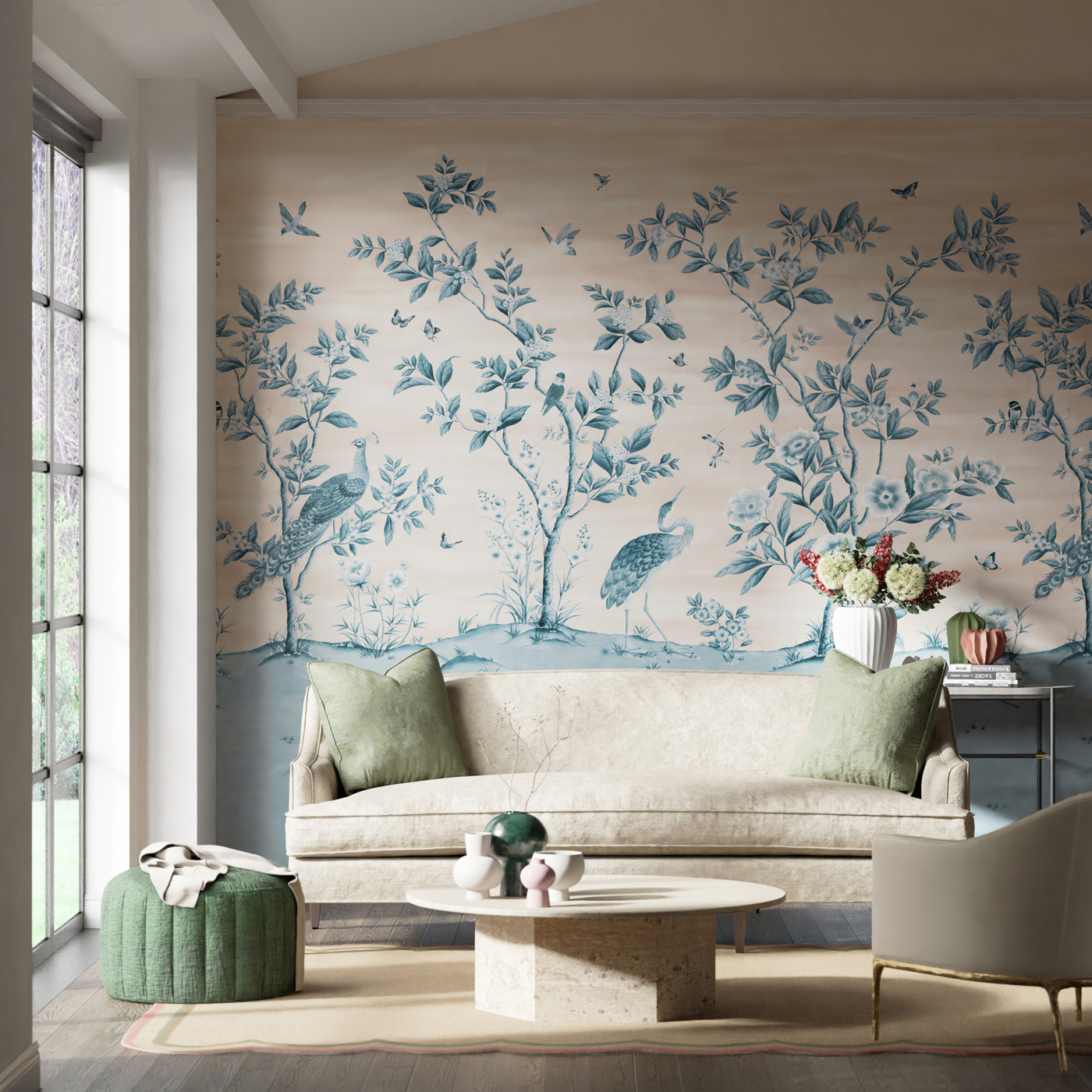 Wandbild Florence - Powder/ China Blue