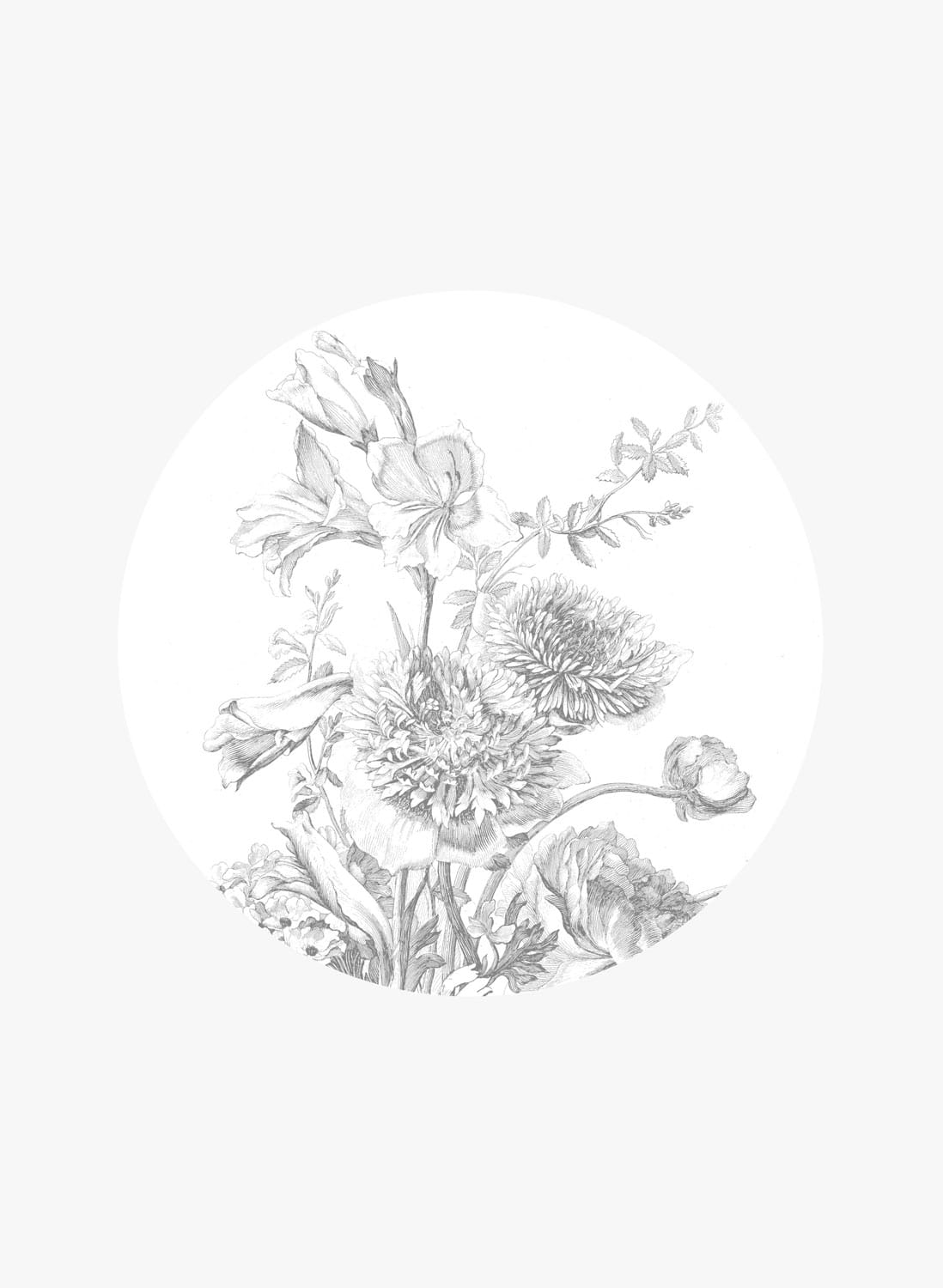 Wandbild Engraved Flowers 2 Circle - S - 1.425m
