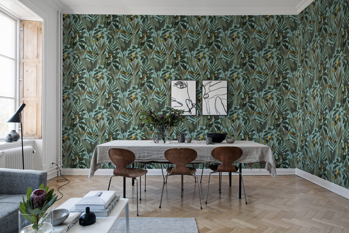 Wandbild Yellow Bird - turquoise
