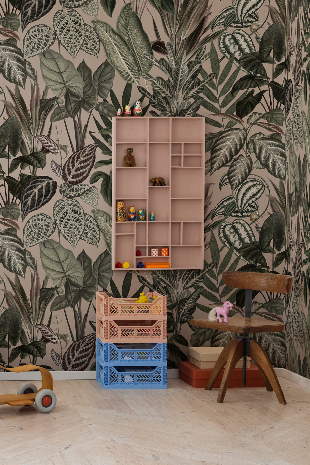 Wandbild Mischievous Monkeys - Pastel Pink