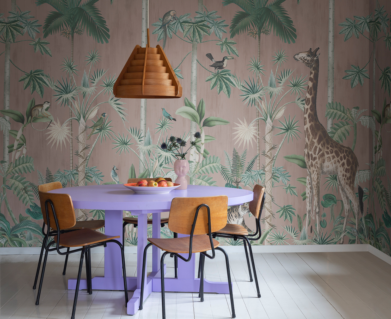Wandbild Giraffes Stroll - Pink