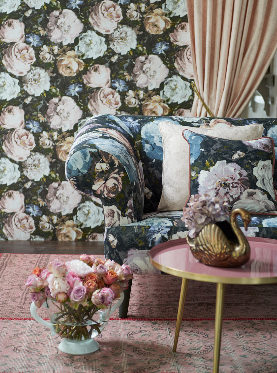 Tapete Floretta - Blush/ Charcoal