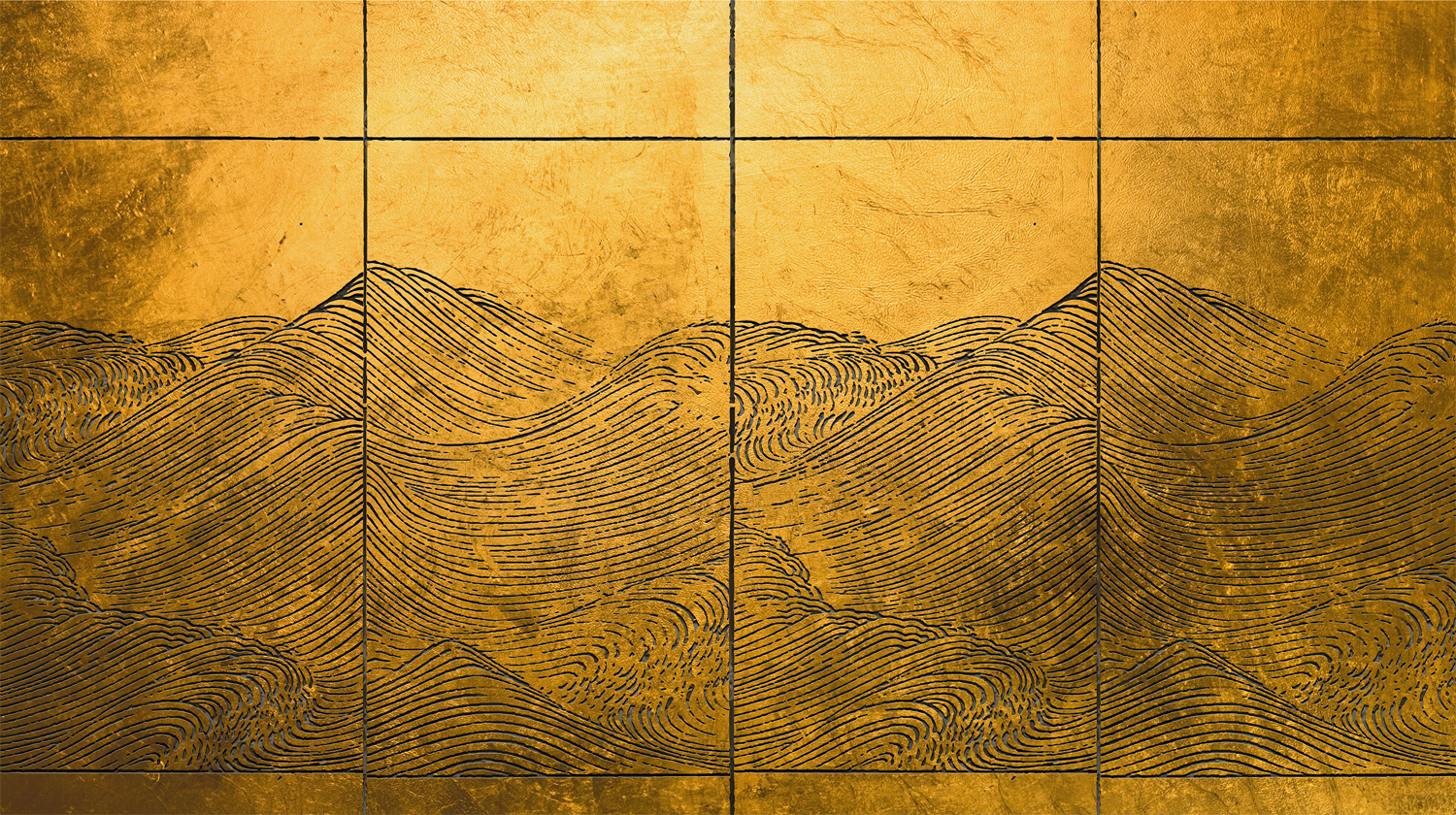 Wandbild Waves - Gold
