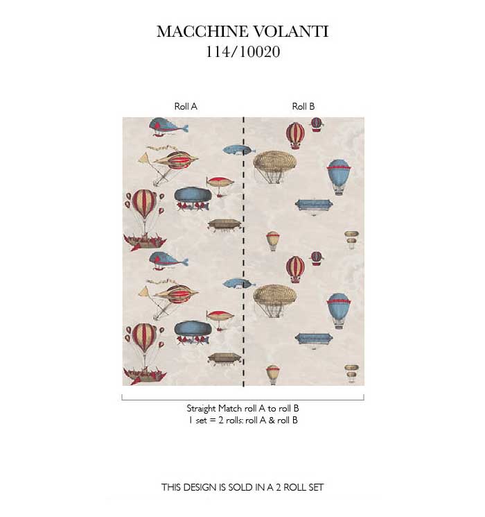 Tapete Macchine Volanti - Stone/ Rouge/ Blue