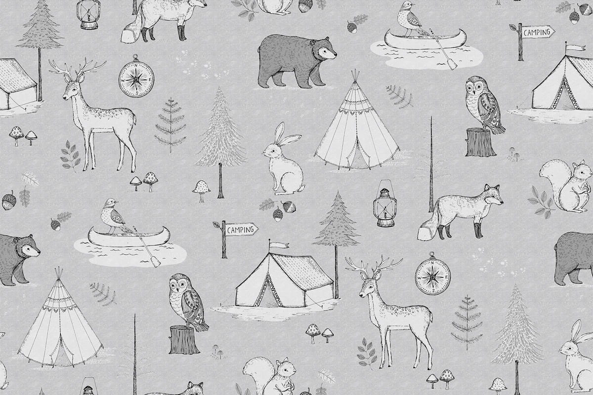 Wandbild Camping Trip - Grey