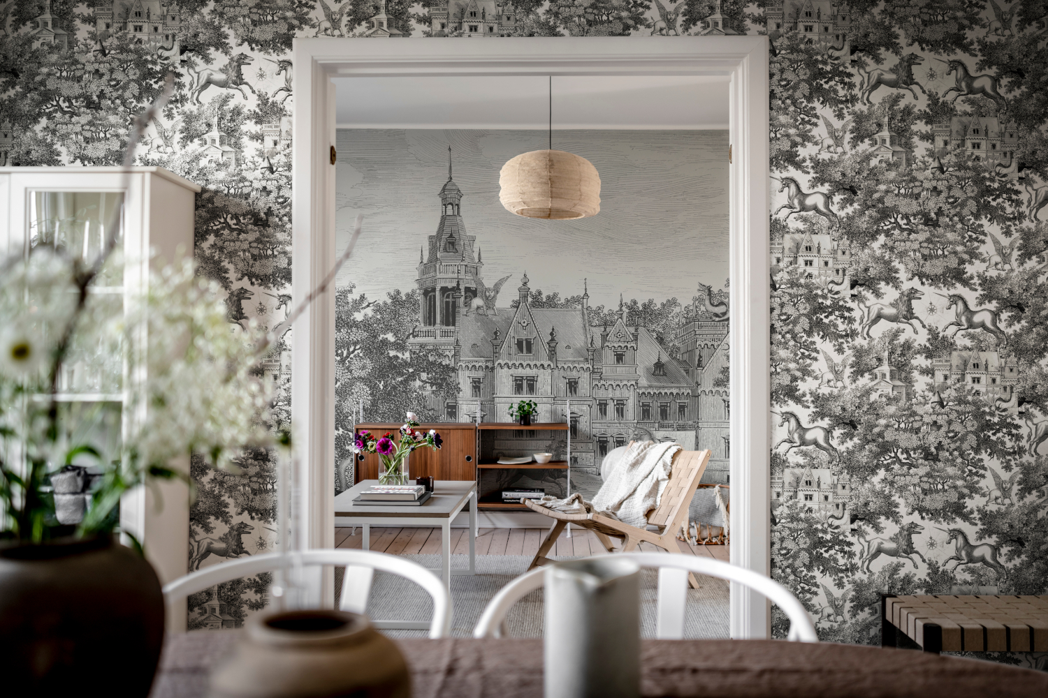 Tapete Fairy Tale Castle - Graphite