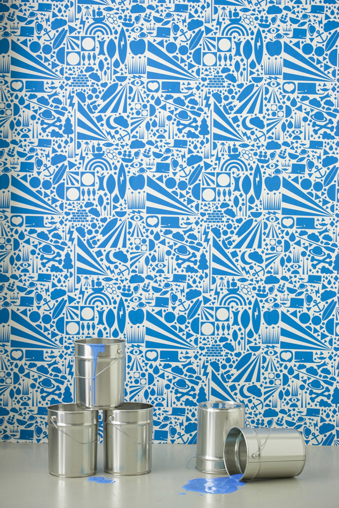 Tapete gravity - blue/ white