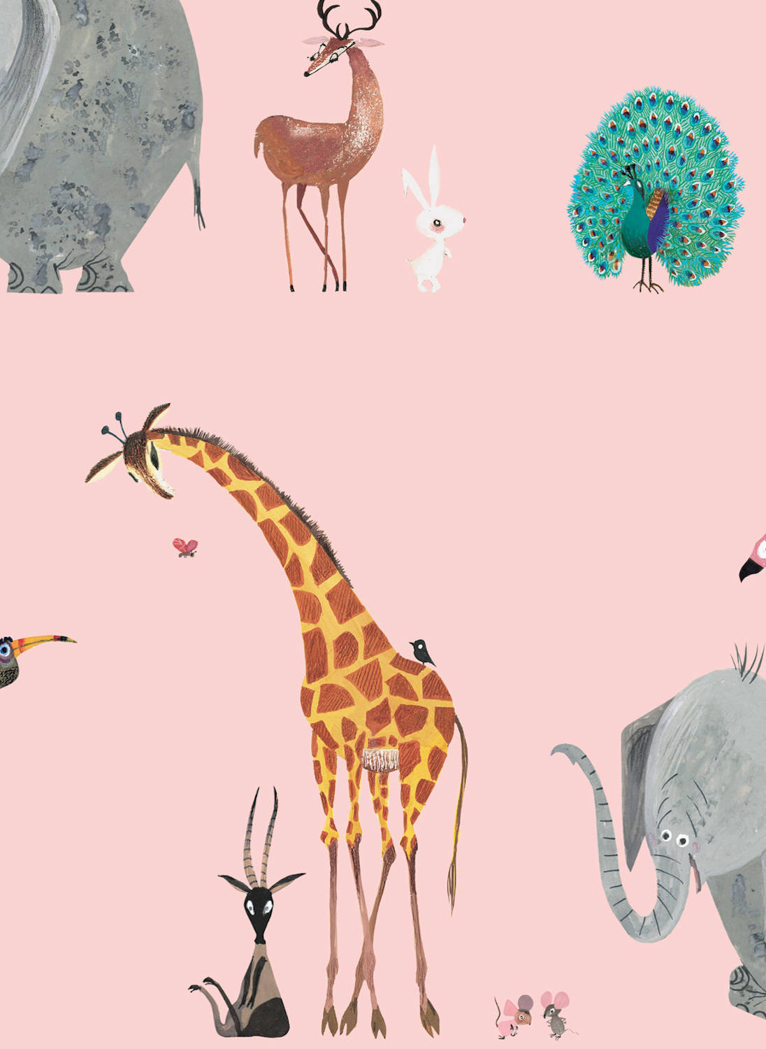 Tapete Animal Mix - Roze