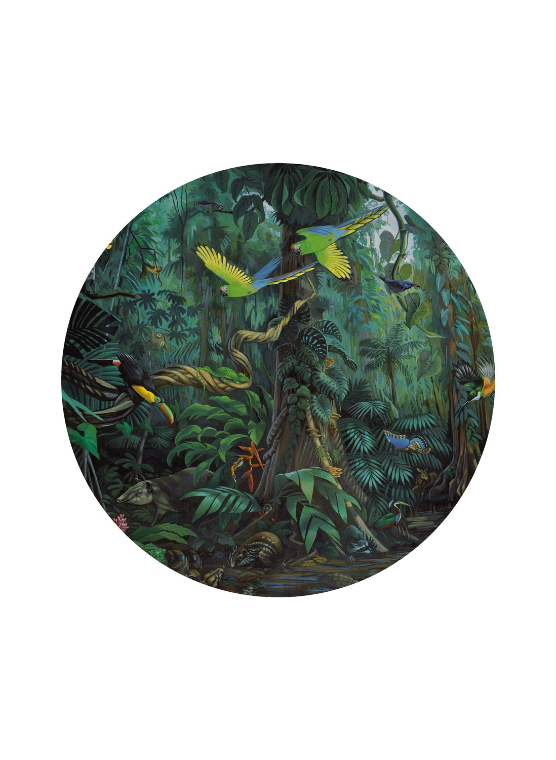 Carta da parati panoramica Tropical Landscape Green Circle - M - 1.9m
