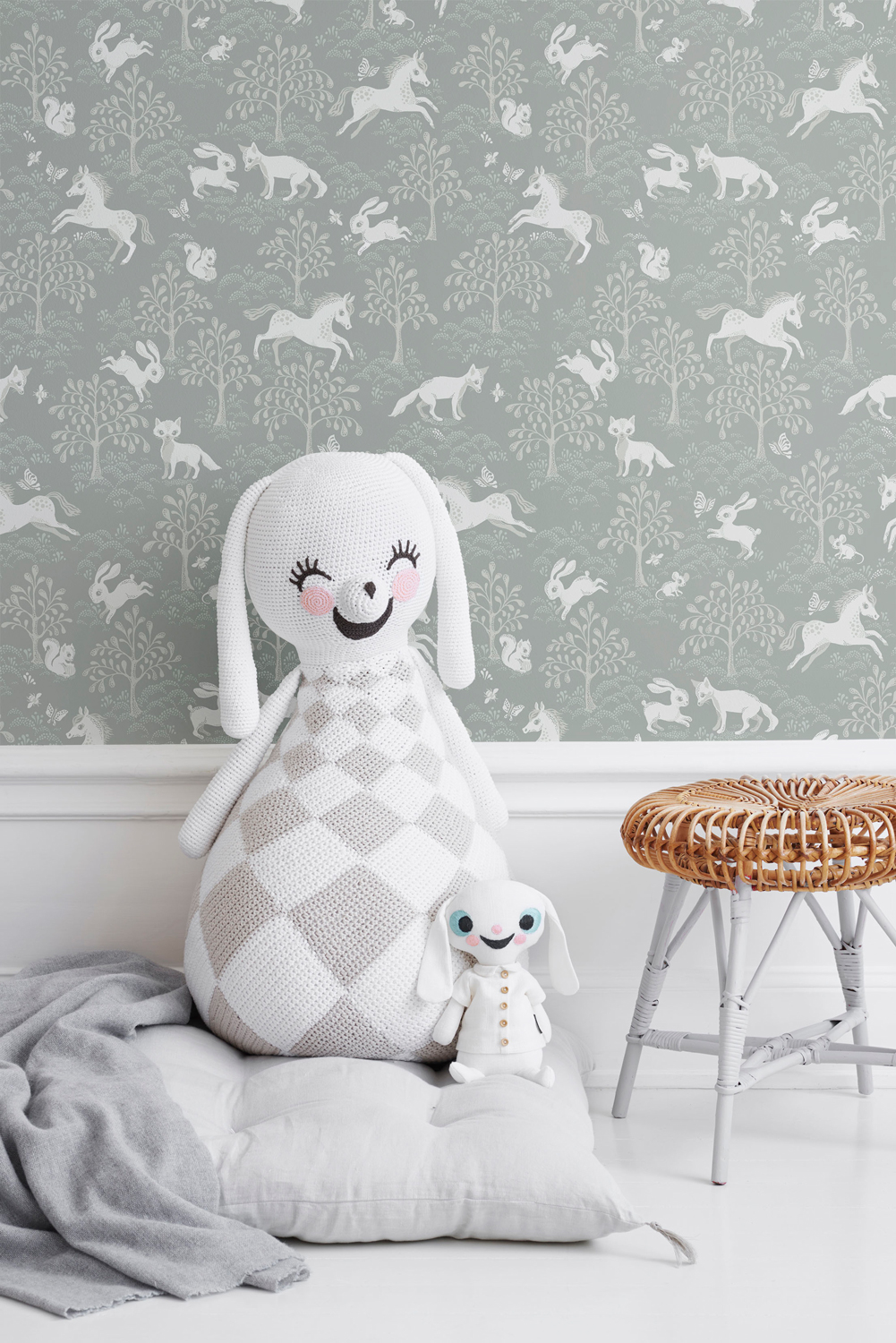 Tapete Fairytale Fox - Dusty Mid Blue