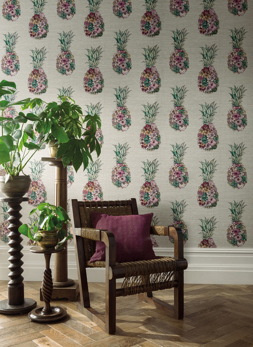 Wallpaper Ananas - Cerise/ Lemon/ Mint