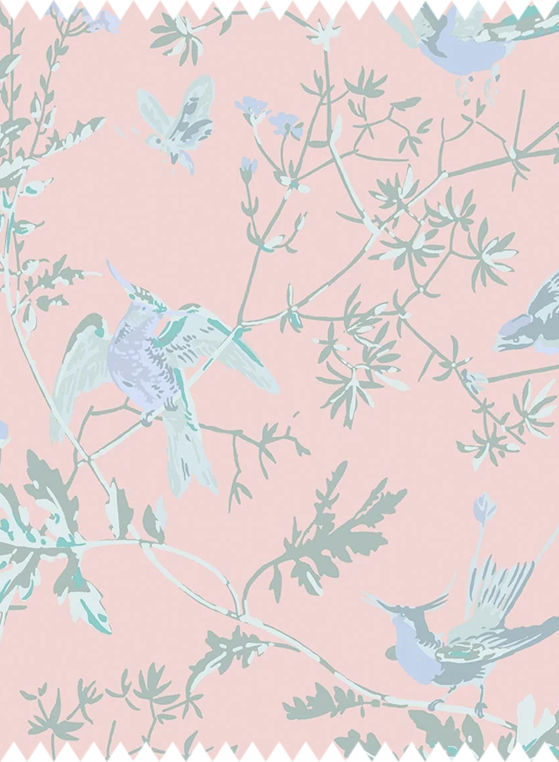 Stoff Hummingbirds Silk - Blush