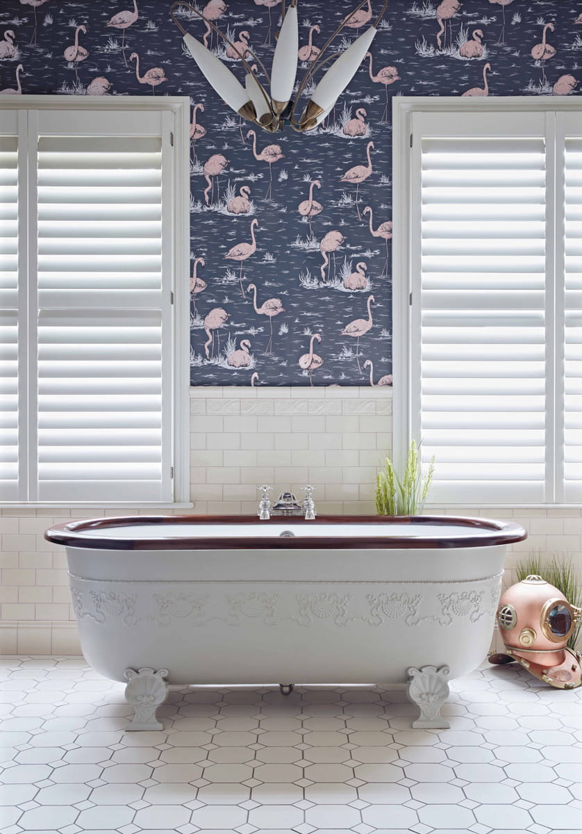 Tapete Flamingos - Ink & Alabaster Pink